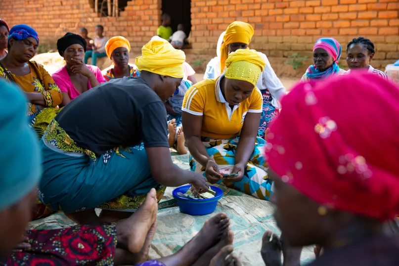 Women at Village Savings Group meeting.