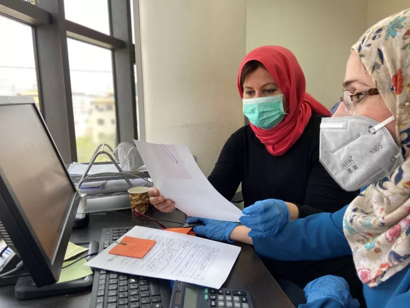 Vitas Palestine employees working at the head office in Ramallah during the COVID-19 lockdown. Photo by Vitas Group.