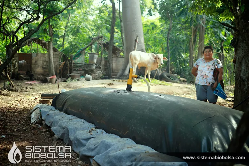 Biodigester in use on a farm. Photo credit: Sistema.bio