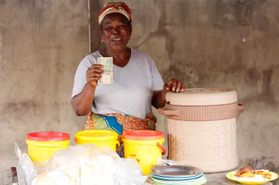 Woman with money in her hand.