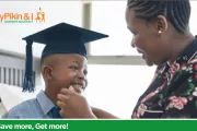 Flyer for My Pikin & I account, showing a mother with son in graduation cap.