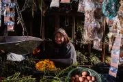 Mujer vendiendo magnolias y plantas. Por Javier Lizarazo, Concurso de Fotografía CGAP 2016.