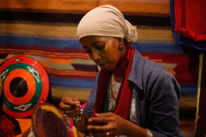 Woman creating jewelry